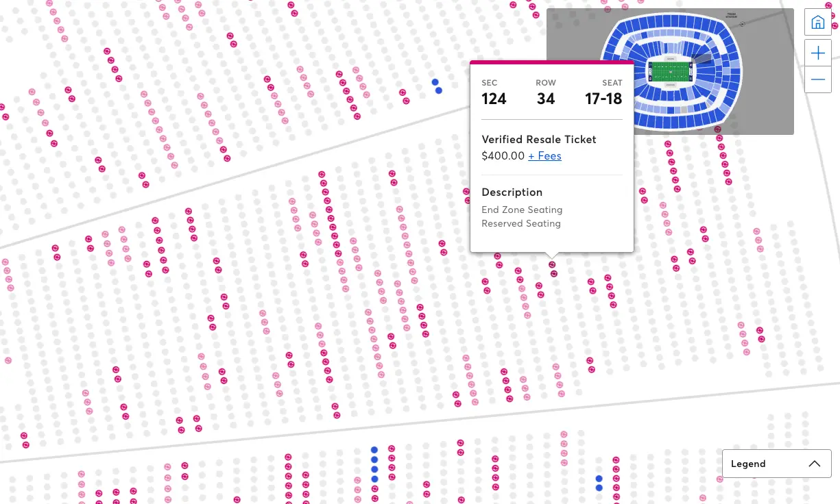 Ticketmaster individual seat view